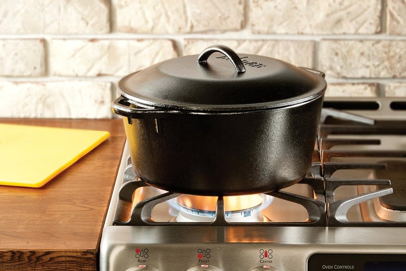 Lodge L8DOL3HH41PLT Cast Iron Dutch Oven with Handle Holders, 5 quart, Black/Red - Image 4
