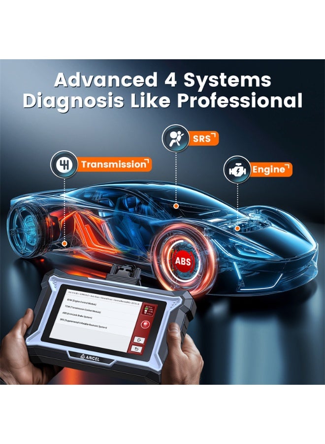 Ancel DS100 OBD2 Scanner - ABS, SRS, Transmission & Check Engine Code Reader with 7 Reset, Oil/Brake/BMS/SAS/ETS Reset, ABS Bleeding, Gear Learning - Image 3
