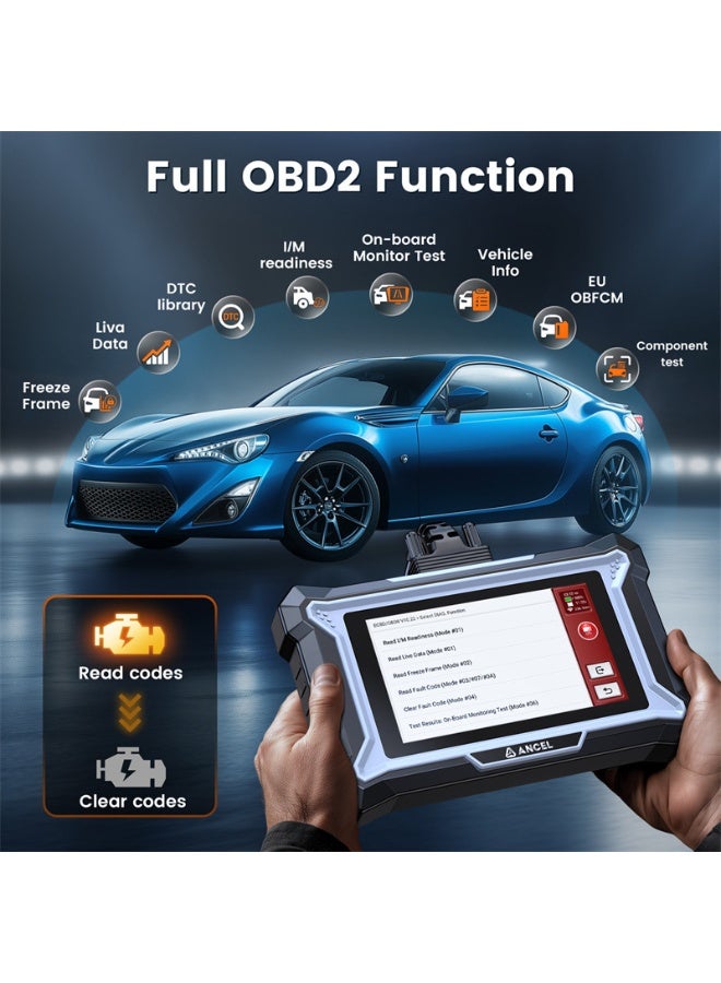 Ancel DS100 OBD2 Scanner - ABS, SRS, Transmission & Check Engine Code Reader with 7 Reset, Oil/Brake/BMS/SAS/ETS Reset, ABS Bleeding, Gear Learning - Image 4