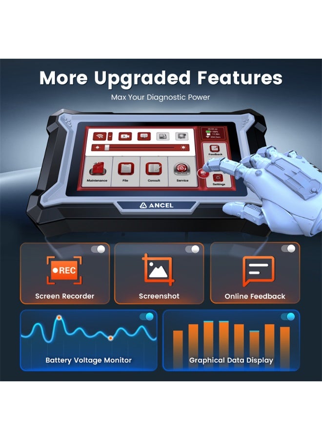 Ancel DS100 OBD2 Scanner - ABS, SRS, Transmission & Check Engine Code Reader with 7 Reset, Oil/Brake/BMS/SAS/ETS Reset, ABS Bleeding, Gear Learning - Image 5