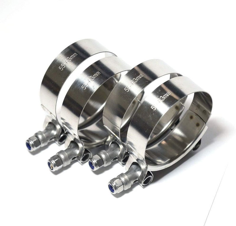 TenKeAuto Universal T Bolt Clamp 55mm to 63mm 304 Stainless Steel - 4 Pack - Image 1