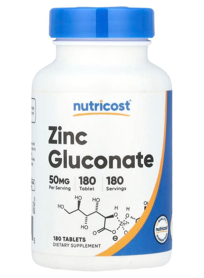 Nutricost Zinc Gluconate 50 mg 180 Tablets