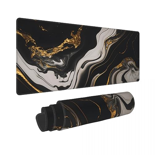 CANFLASHION Desk PadOffice Desk Mat 315118 Large Gaming Mouse PadDurable Extended Computer Mouse PadWaterproof Thick Big Mouse Pads with NonSlip Rubber Base Office Home Black Gold Marble - Image 1