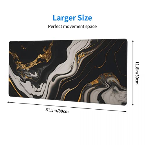 CANFLASHION Desk PadOffice Desk Mat 315118 Large Gaming Mouse PadDurable Extended Computer Mouse PadWaterproof Thick Big Mouse Pads with NonSlip Rubber Base Office Home Black Gold Marble - Image 3