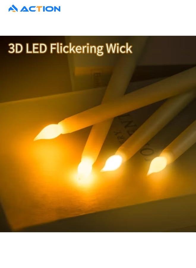 ACTION 6 Pack Flameless Taper Candles, Realistic Flickering Battery Operated Candlesticks, White Led Plastic Candle Safe For Weddings, Table Decor And Christmas - Image 2