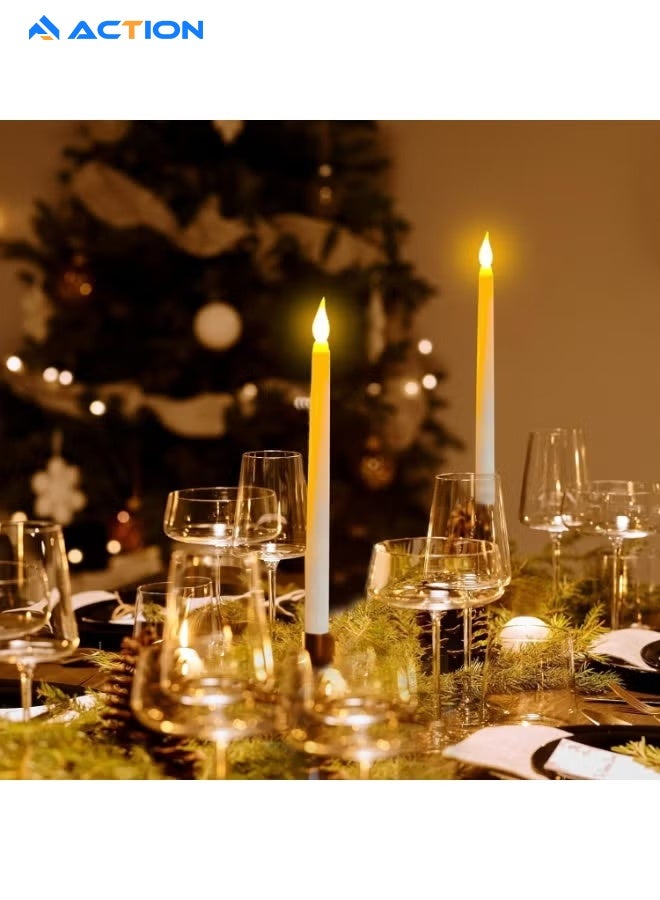 ACTION 6 Pack Flameless Taper Candles, Realistic Flickering Battery Operated Candlesticks, White Led Plastic Candle Safe For Weddings, Table Decor And Christmas - Image 4