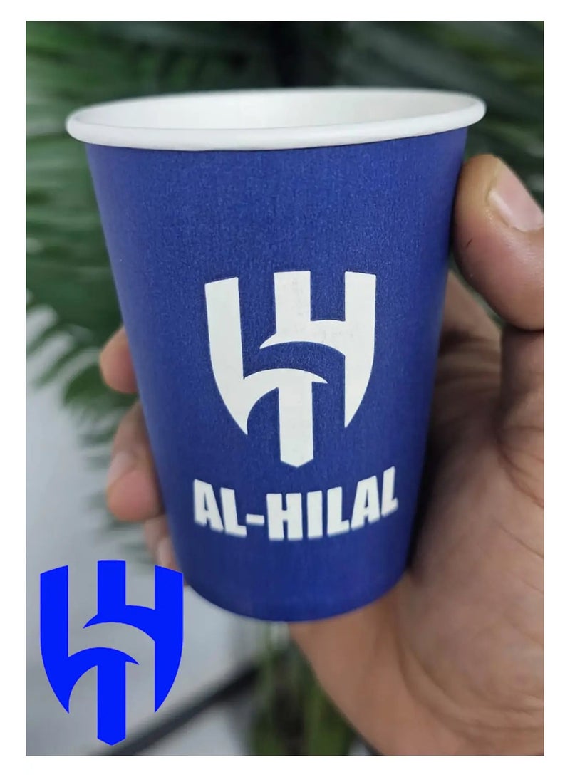 سي او أرماء طقم أكواب ورقية بشعار نادي الهلال، أكواب للمشروبات للمناسبات الرياضية 24 كوب - Image 1