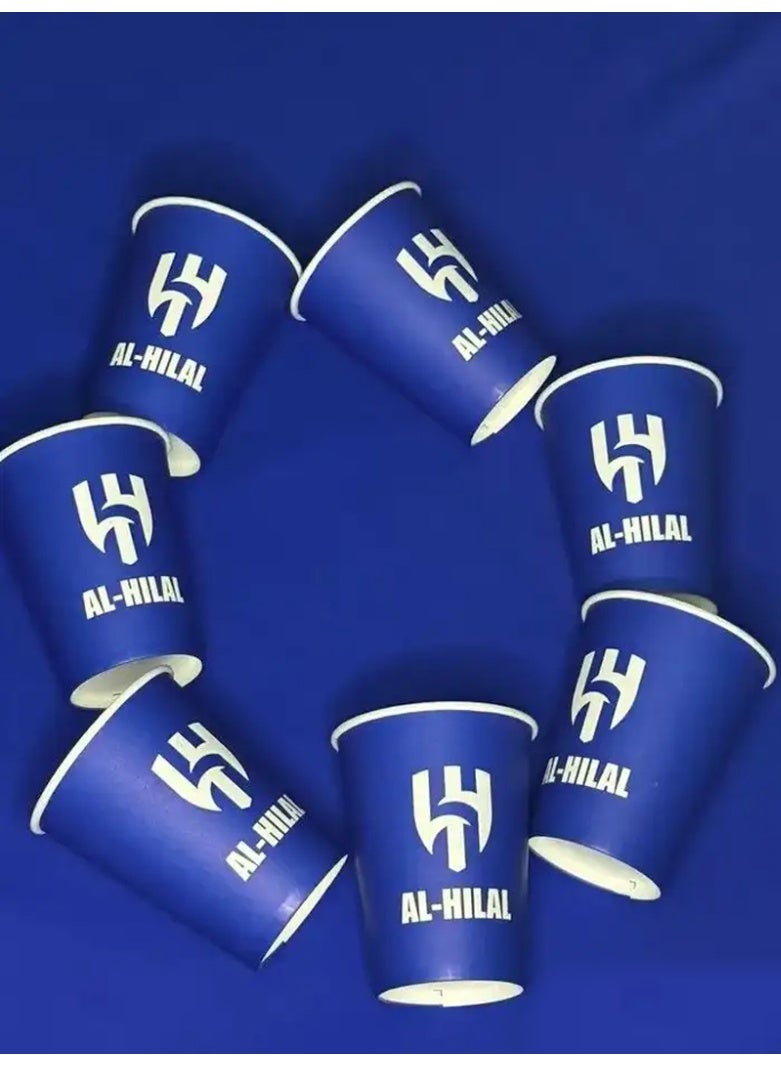 سي او أرماء طقم أكواب ورقية بشعار نادي الهلال، أكواب للمشروبات للمناسبات الرياضية 24 كوب - Image 2