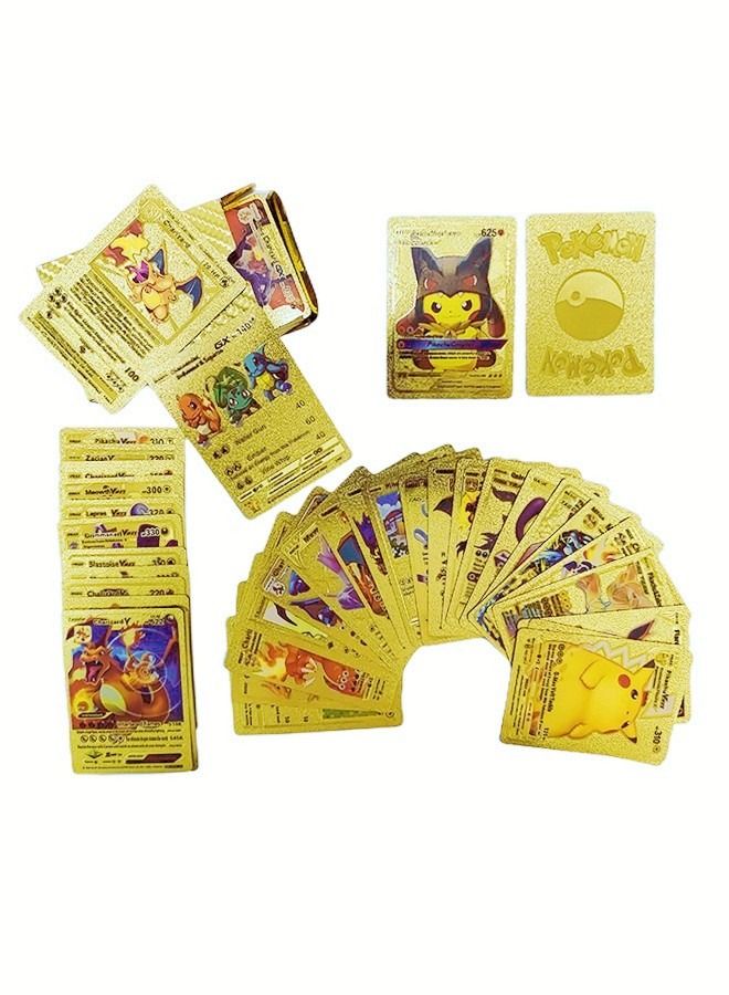 55 Pcs Gold Foil Cards Pokemon Cards Vmax Gx Energy Card Series Rare Battle Trainer Kids Cards Special Custom Collection Cards  - Image 1