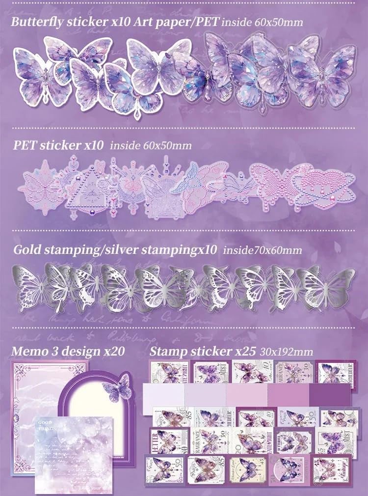 JADUNATH Paperwrld Butterfly Scrapbooking Box DreamlandPurple - Image 4