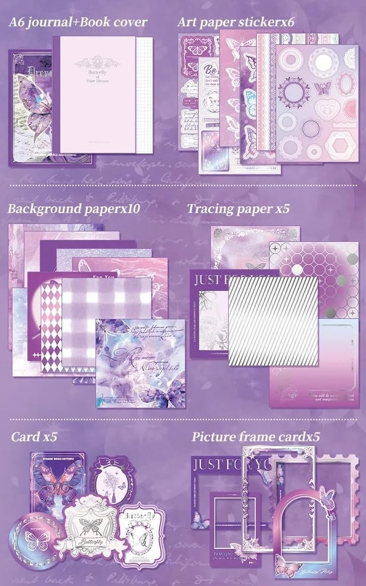JADUNATH Paperwrld Butterfly Scrapbooking Box DreamlandPurple - Image 3