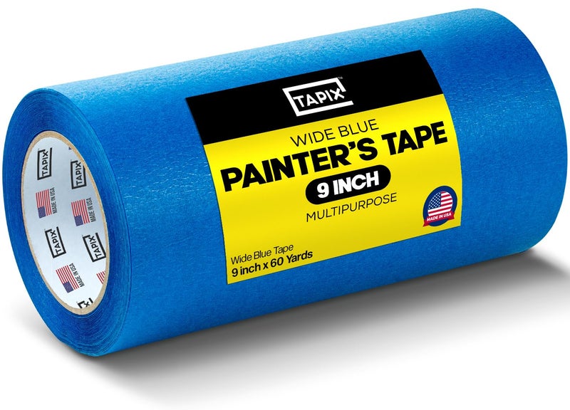 TAPIX Wide Blue Painters Tape, 9 inch x 60 Yards, 3D Printing Tape, Easy Clean Removal up to 21 Days, Masking Tape - Image 1