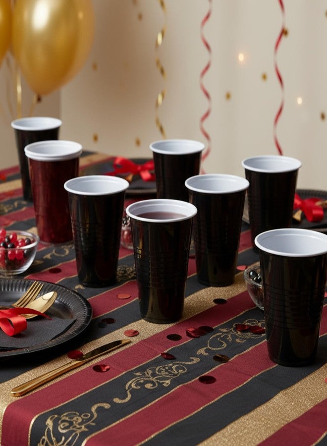 Yaure Joy 30 Pcs 12 oz Disposable Plastic Cups Bulk for Baby Shower Birthday Graduation Party Wedding Theme Party Birthday (Black) - Image 5