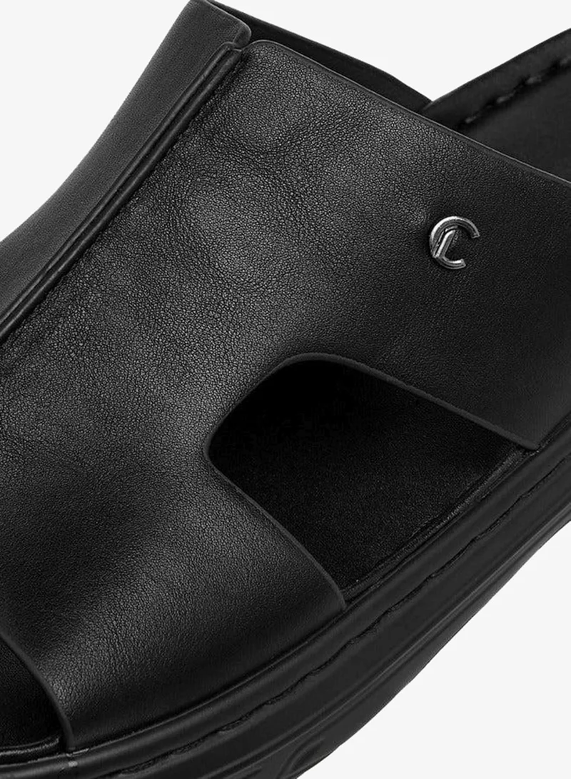 Le Confort BLACK Solid Slip-On Comfort Sandals for Men | Best Price UAE