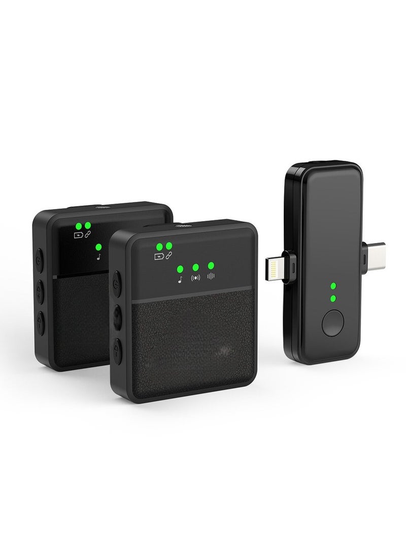Generic - 3 in 1 Mini Microphone Wireless Lavalier Microphones for iPhone Android and Camera 2.4G Cordless Double Mics with Noise Reduction Video Recording Mic for Interview Vlog YouTube TikTok - Image 1