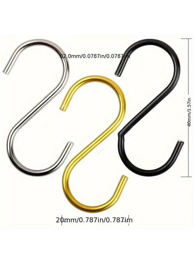 20PCS Black S Hooks With Plastic Ring Stainless Steel Multi Purpose Storage Utility Hooks - Image 4