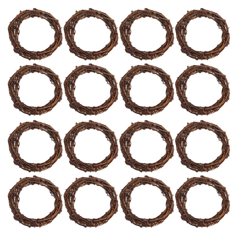 Marrywindix Grapevine Wreath Set, Marrywindix 16 Pieces Natural Vine Branch Wreath Christmas DIY Rattan Wreath Garland for Christmas Holiday Craft Wedding Decor (3 in.) - Image 1