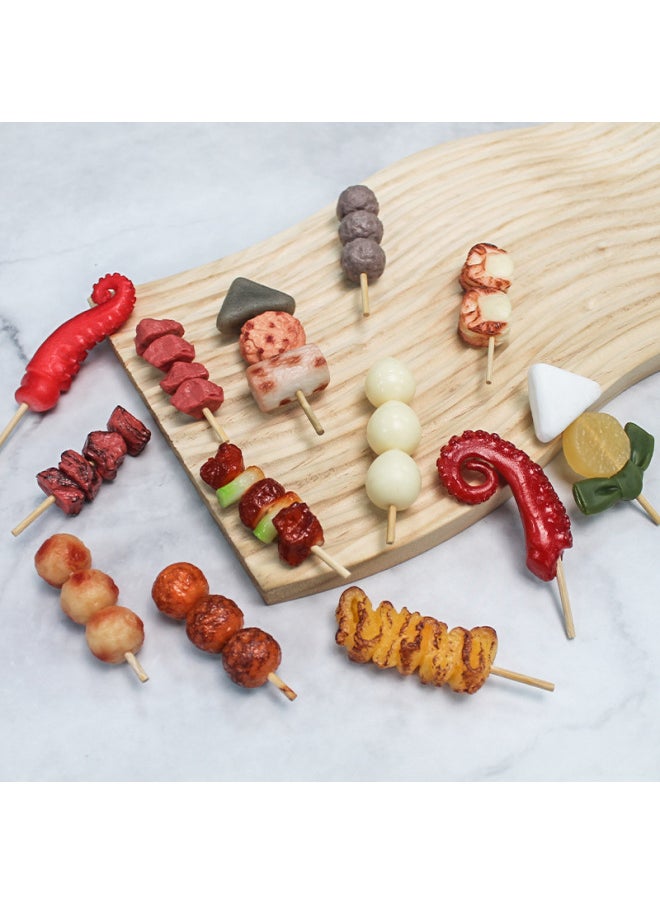 Generic - Direct Sales PVC Artificial Food Barbecue Skewers Fun Mini Artificial Oden Model Toy Can Be Added With Pendant-Color:Squid Whiskers-Size:About 5cm (excluding Bamboo Sticks) - Image 1