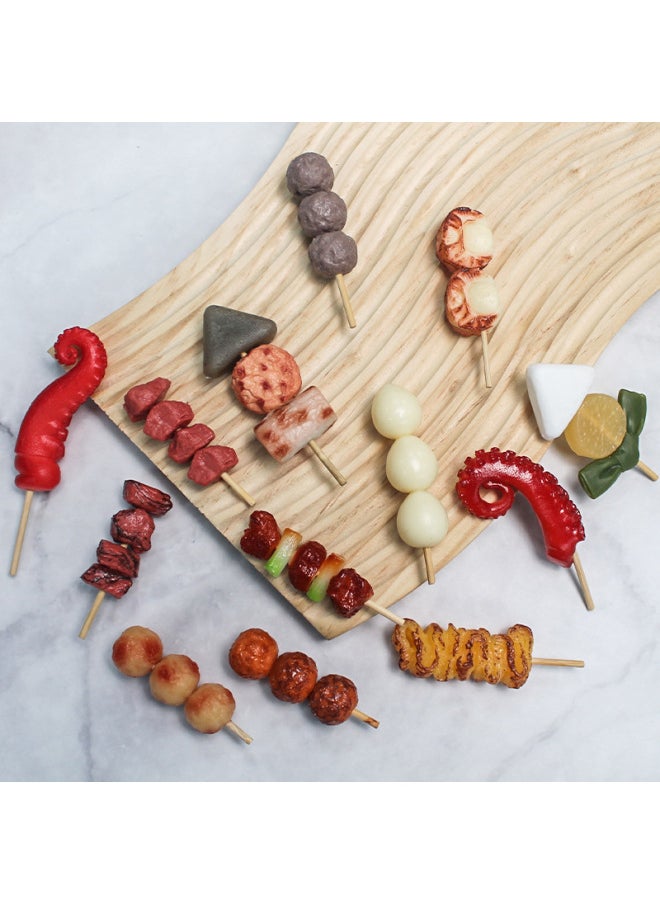 Generic - Direct Sales PVC Artificial Food Barbecue Skewers Fun Mini Artificial Oden Model Toy Can Be Added With Pendant-Color:Squid Whiskers-Size:About 5cm (excluding Bamboo Sticks) - Image 1