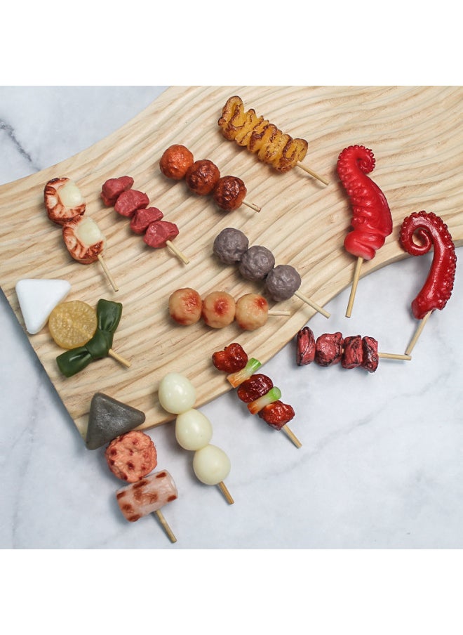 Generic - Direct Sales PVC Artificial Food Barbecue Skewers Fun Mini Artificial Oden Model Toy Can Be Added With Pendant-Color:Squid Whiskers-Size:About 5cm (excluding Bamboo Sticks) - Image 1