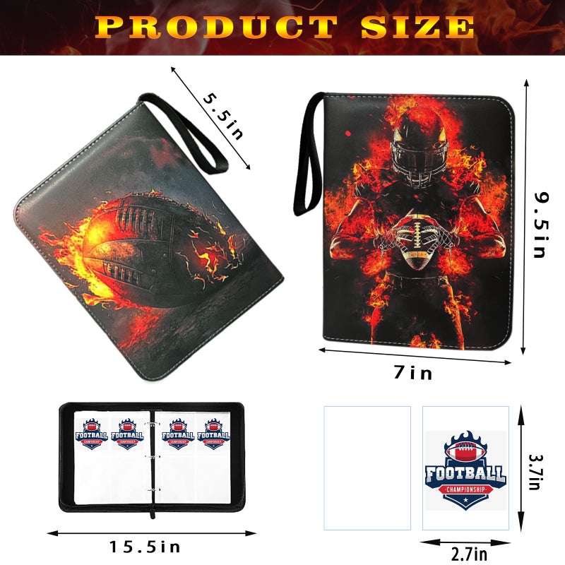 Anvoago Football Card Binder with Sleeves, 400 Pockets Football Card Holder Protectors Albums, Card Storage Organizer Case Compatible with Trading Card and Other Sports Cards - Image 2