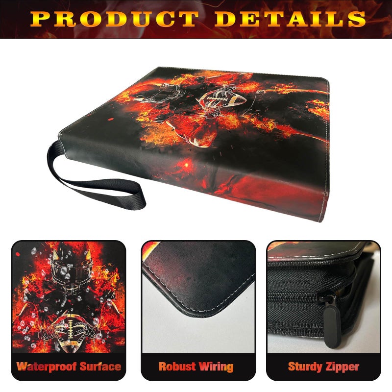 Anvoago Football Card Binder with Sleeves, 400 Pockets Football Card Holder Protectors Albums, Card Storage Organizer Case Compatible with Trading Card and Other Sports Cards - Image 3