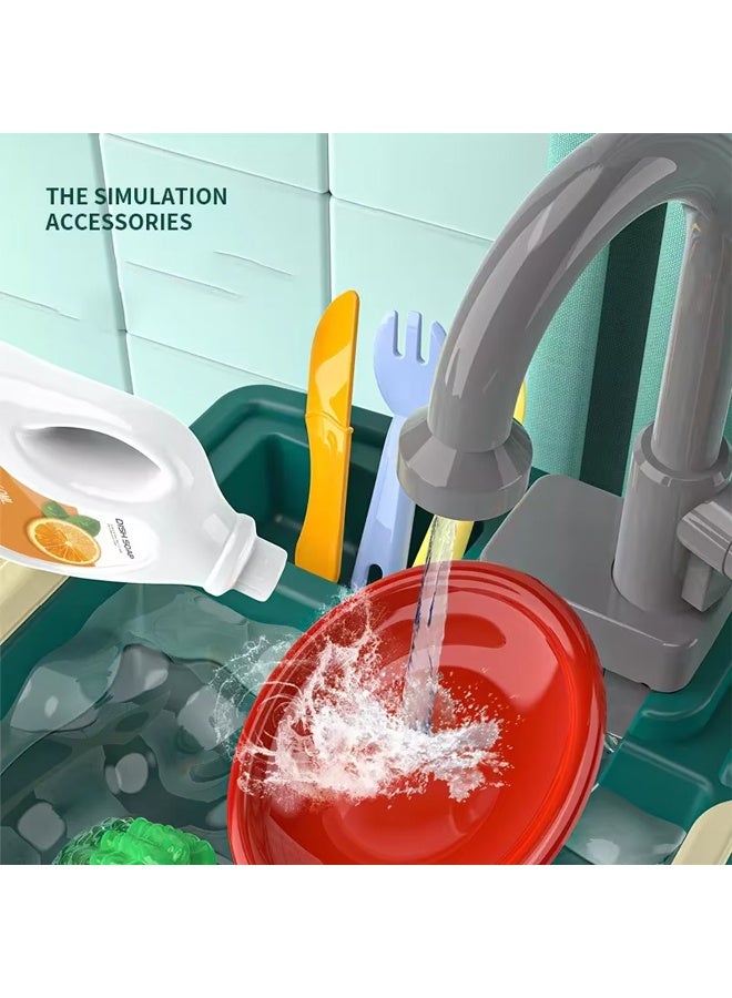 جني ثروة مجموعة ألعاب حوض المطبخ التخيلي للأطفال، تتضمن غسالة أطباق مع ماء جارٍ وصنبور كهربائي مطور، 24 قطعة، لعبة غسالة أطباق للأطفال من عمر 3 إلى 8 سنوات. - Image 5