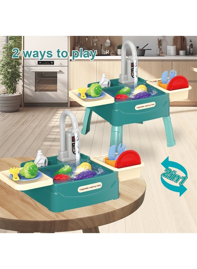 جني ثروة مجموعة ألعاب حوض المطبخ التخيلي للأطفال، تتضمن غسالة أطباق مع ماء جارٍ وصنبور كهربائي مطور، 24 قطعة، لعبة غسالة أطباق للأطفال من عمر 3 إلى 8 سنوات. - Image 3