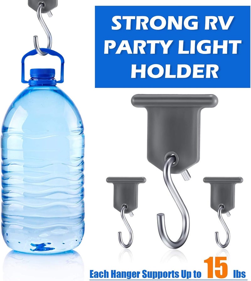 BBTO 8 Pieces RV Awning Hooks for Lights Camping Awning Accessory Hangers Plastic Metal S Shaped Gray Hooks Set Camper Light Support Hanger for Camping Tent Indoor Outdoor Decor - Image 4