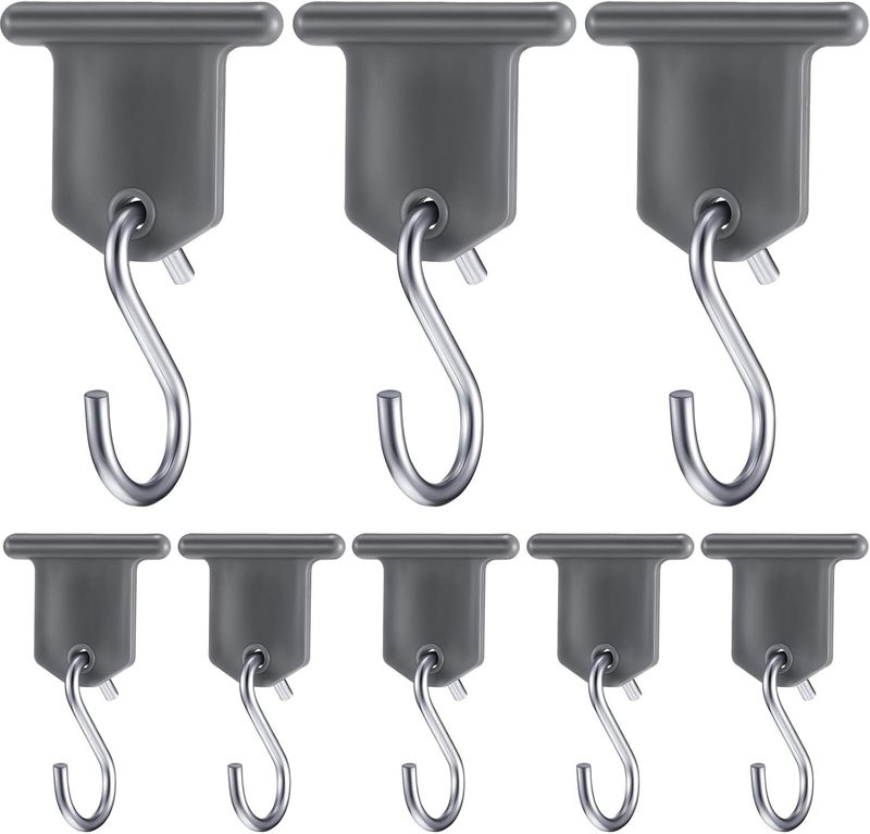 BBTO 8 Pieces RV Awning Hooks for Lights Camping Awning Accessory Hangers Plastic Metal S Shaped Gray Hooks Set Camper Light Support Hanger for Camping Tent Indoor Outdoor Decor - Image 1