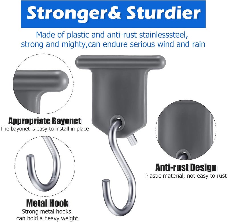 BBTO 8 Pieces RV Awning Hooks for Lights Camping Awning Accessory Hangers Plastic Metal S Shaped Gray Hooks Set Camper Light Support Hanger for Camping Tent Indoor Outdoor Decor - Image 3