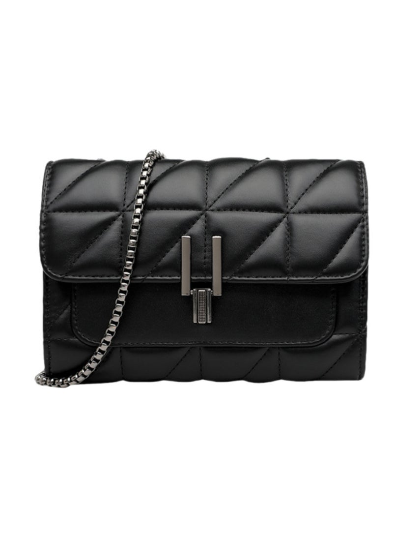 The shoulder bag is a multi-functional crossbody bag for women with a small chain and black PU leather - Image 5