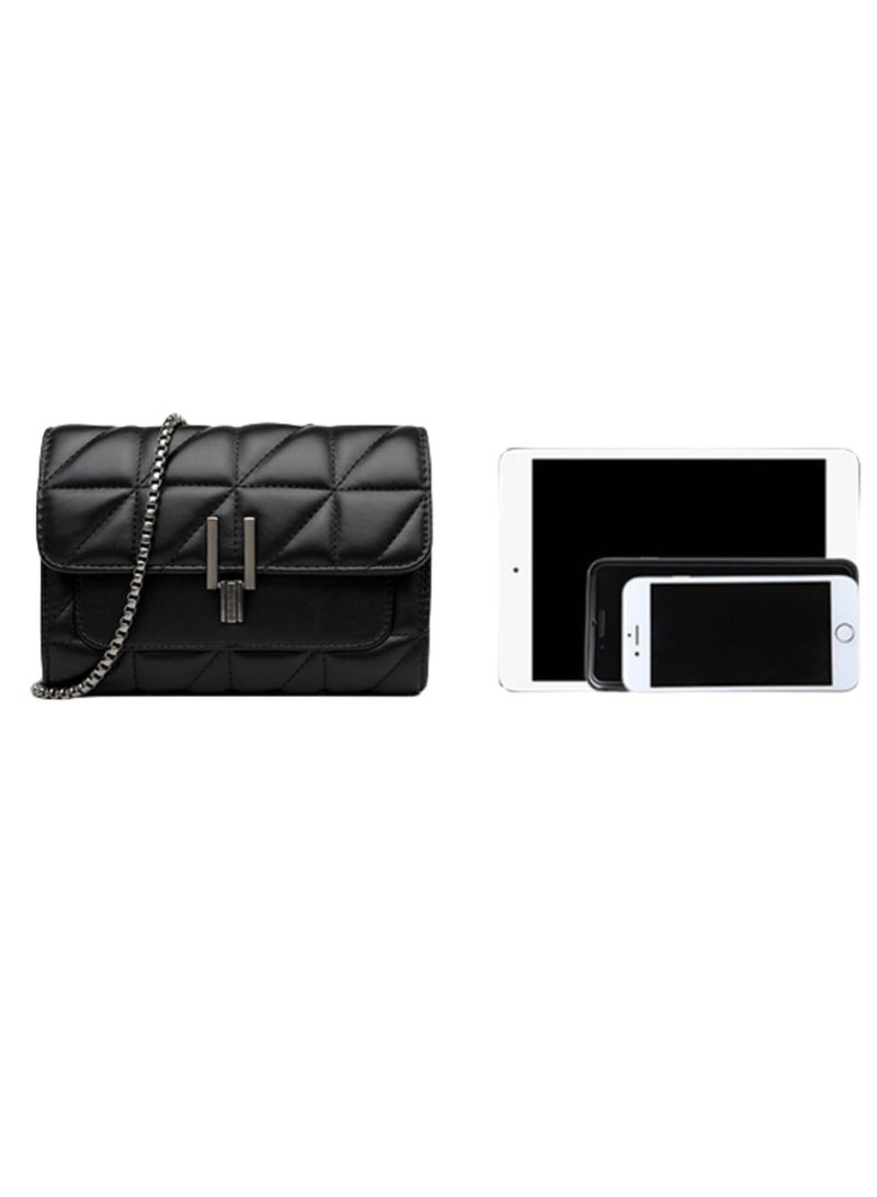 The shoulder bag is a multi-functional crossbody bag for women with a small chain and black PU leather - Image 4