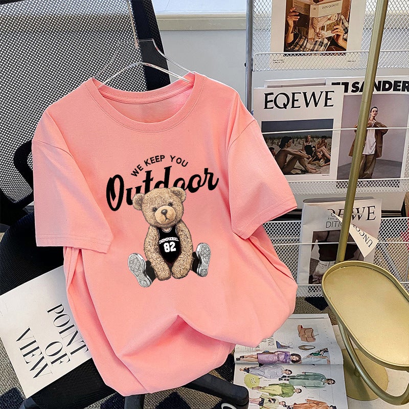 American-Style White Cartoon Printed Short-Sleeved T-Shirt Women'S Korean-Style All-Match Loose Half-Sleeved Popular Brand Ins Top - Image 4