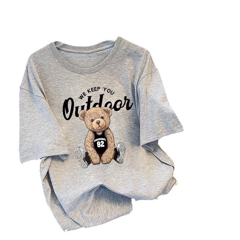 American-Style White Cartoon Printed Short-Sleeved T-Shirt Women'S Korean-Style All-Match Loose Half-Sleeved Popular Brand Ins Top - Image 5