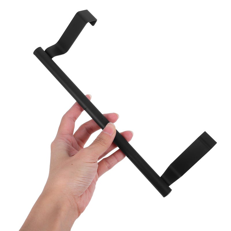 Black Stainless Steel Over Door Towel Rail Rack 2PCS Space Saving Kitchen Bathroom Holder - Image 5
