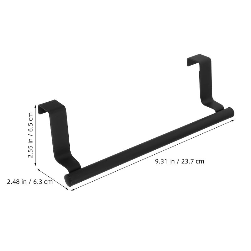 Black Stainless Steel Over Door Towel Rail Rack 2PCS Space Saving Kitchen Bathroom Holder - Image 3