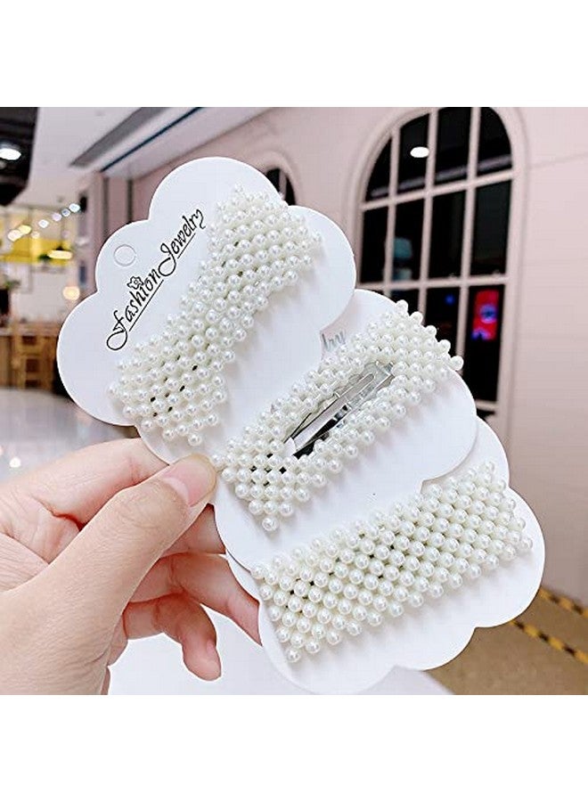 ANNACREATIONS 8 Pcs Korean Fashionable Fancy Stylish Large Pearl Hair Claw ClipsTic Tac Clip Long Hair Jaw Clips Clutches Barrettes Hair Pins Hair Accessories for Women and Girls (Set of 1) - Image 3