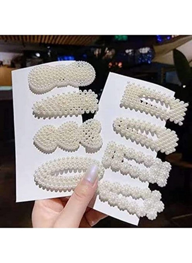 ANNACREATIONS 8 Pcs Korean Fashionable Fancy Stylish Large Pearl Hair Claw ClipsTic Tac Clip Long Hair Jaw Clips Clutches Barrettes Hair Pins Hair Accessories for Women and Girls (Set of 1) - Image 1