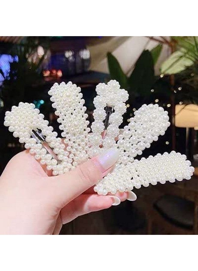 ANNACREATIONS 8 Pcs Korean Fashionable Fancy Stylish Large Pearl Hair Claw ClipsTic Tac Clip Long Hair Jaw Clips Clutches Barrettes Hair Pins Hair Accessories for Women and Girls (Set of 1) - Image 4