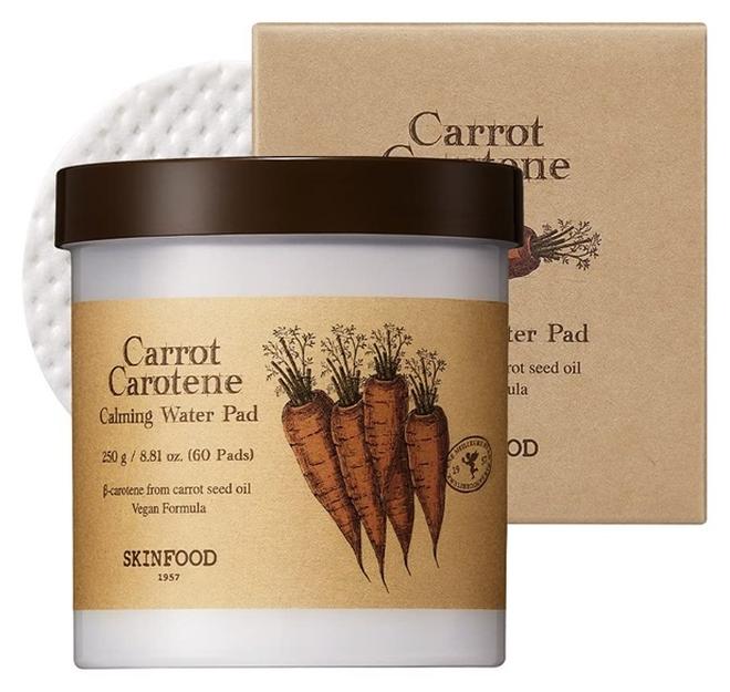SKIN FOOD since 1957 وسادة ماء مهدئة بالجزر والكاروتين من سكين فود 250 جم (8.81 أونصة.) 60 ورقة - وسادات قطنية مهدئة لتخفيف الاحمرار للبشرة الحساسة، نباتية، لم يتم الإساءة إلى الحيوانات لتصنيعها، تم اختبارها من قبل أطباء الجلدية. - Image 1