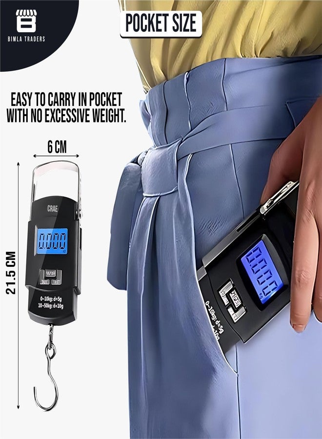 CRAE Electronic Portable Digital LED Screen Luggage Weighing Scale|Handheld Travel Weight Measuring Scale for Suitcases, Bags&Baggage,50 kg/110 Lb For Multi-Purpose Use. Pack of 1 (A08_HOOK_TYPE) - Image 4
