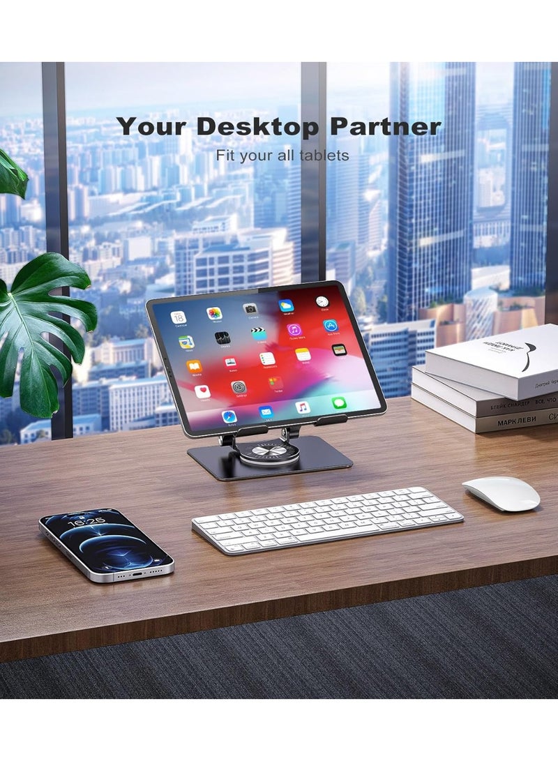 Kimaya Tablet Stand, Swivel Tablet Stand with 360 Rotating Base, Adjustable Tablet Holder for Drawing, Compatible with iPad Pro/Air/Mini and More (Black) - Image 2