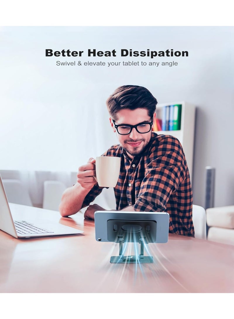 Kimaya Tablet Stand, Swivel Tablet Stand with 360 Rotating Base, Adjustable Tablet Holder for Drawing, Compatible with iPad Pro/Air/Mini and More (Black) - Image 3