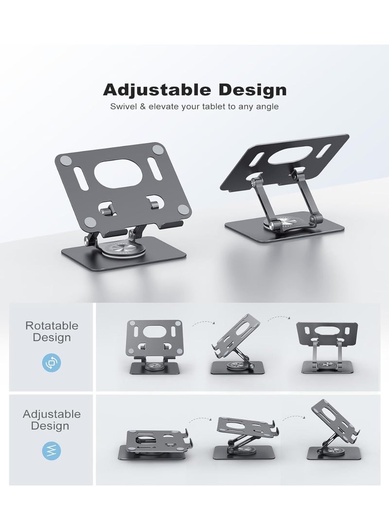 Kimaya Tablet Stand, Swivel Tablet Stand with 360 Rotating Base, Adjustable Tablet Holder for Drawing, Compatible with iPad Pro/Air/Mini and More (Black) - Image 4