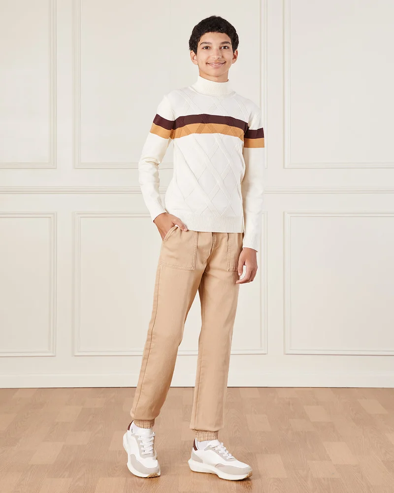 Redtag Senior Boys Beige Joggers