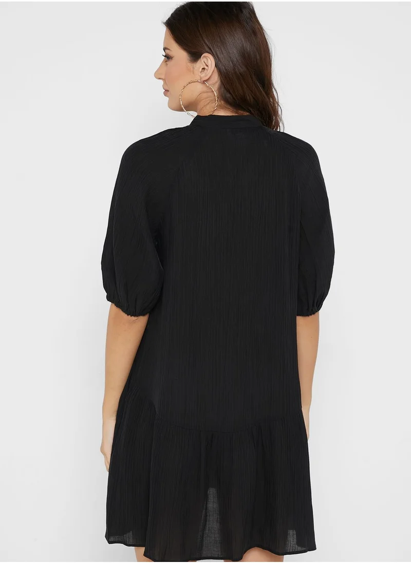 TOPSHOP Balloon Sleeve Pleat Detail Dress