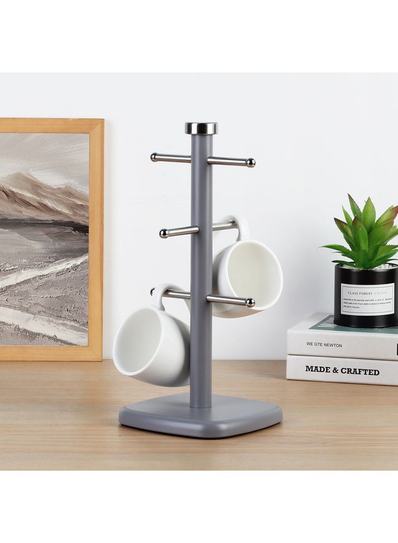 DANUBE HOME Gravitas Mug Tree – Stylish Metal Cup Holder Rack, Space-Saving Kitchen Organizer, Durable Rust-Resistant Design, Perfect for Home, Office & Café Use L16 X W16 X H34.5 Cm Grey - Image 1