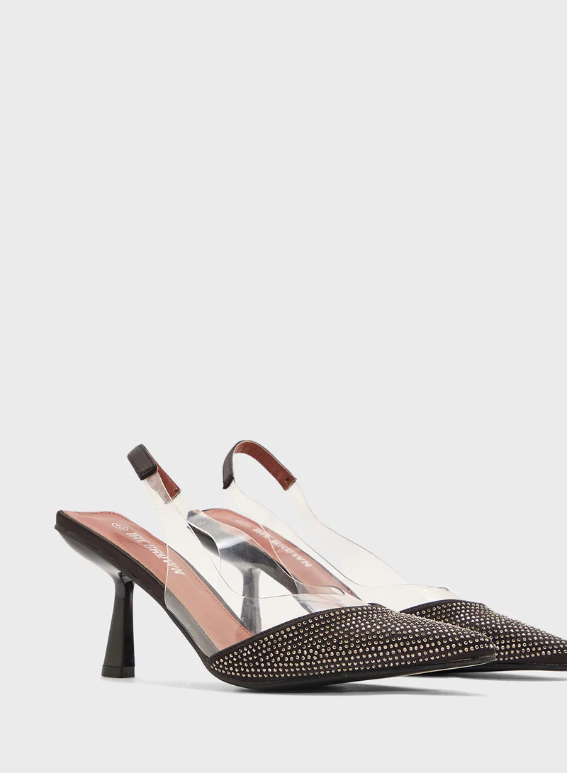 THE BROWN High Heeled Diamante Pump