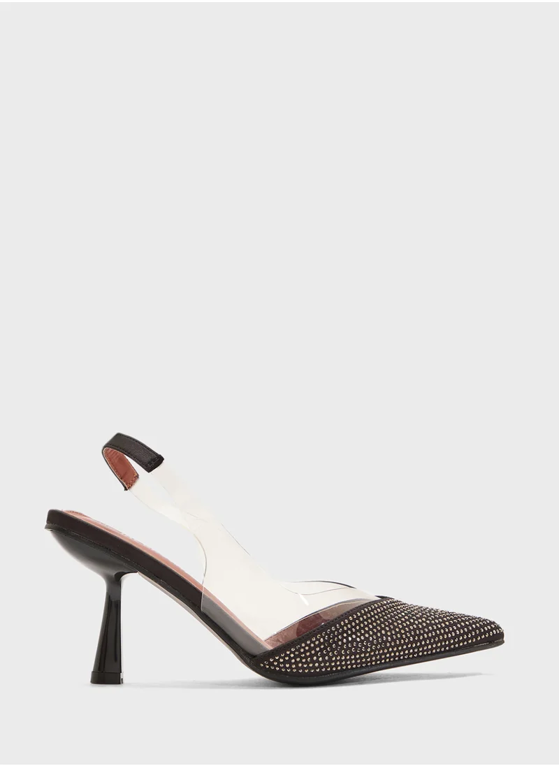 THE BROWN High Heeled Diamante Pump